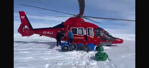 Unloading material from the helicopter